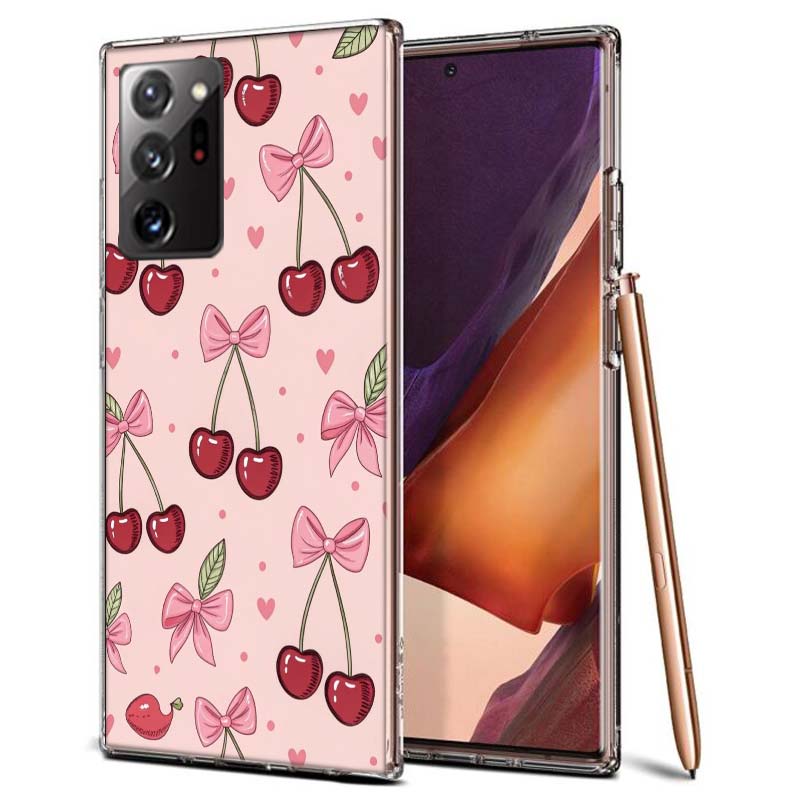 Kirsch Schleife Handyhülle für Samsung A55 A35 A25 A15 A07 A05S A16 A17 A26 A36 A37 A56 A57 Galaxy Note 20 10 A50S A71 A51 A31 A30 A2