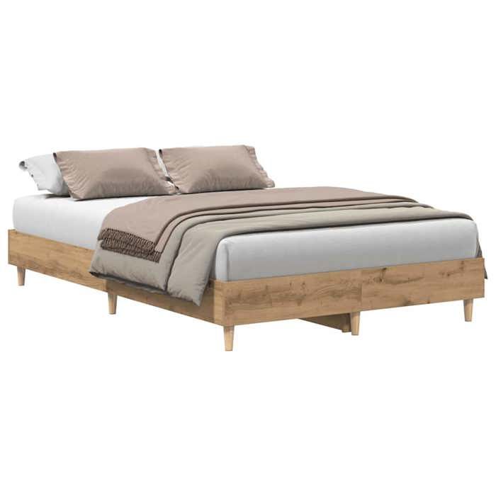 VidaXL Cadre de lit sans matelas chêne artisanal 120x200 cm, meuble de chambre à coucher, sommier, lit double, lit, châlit, 861038