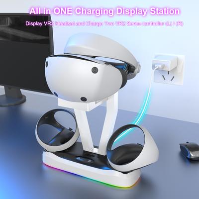 PS VR2 Aksesuarları VR-Kablosuz Kontrol Cihazı USB Şarj Cihazı-Gamepad Şarj Cihazı-Ekran Işıklı Braket İstasyonu ile Uyumlu
