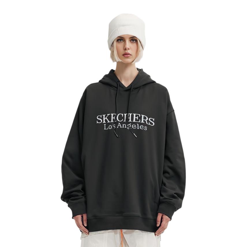 Skechers Letter Embroidery Logo Hoodie Unisex Hoodies Carbon-Black L421U129-0018