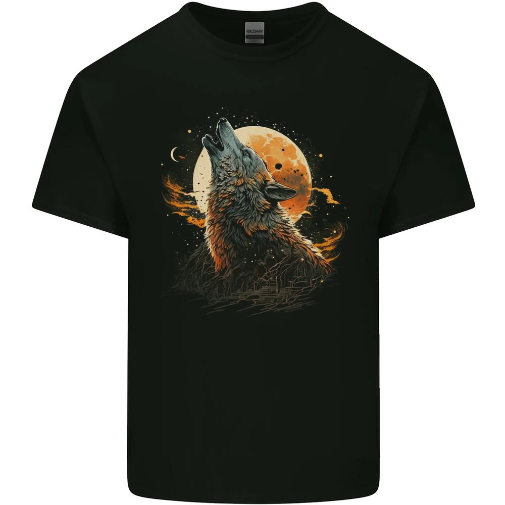 A Howling Wolf in the Moon Light Kids T-shirt Boys Girls XXXL