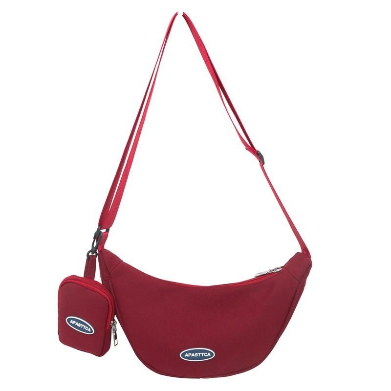 

Trendy Japanese Canvas Bag University Student Dumpling Bag 2023 New Street Casual Crossbody Bag Large Capacity червоний