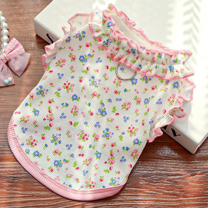 Spring and Summer New Fungus Curling Flower Dog Cat Pet Cat Clothes Dog Supplies Than Bear