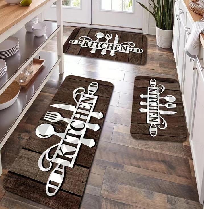 Set da cucina due pezzi: Tappetini Assorbi-Olio e Resistenti alle Macchie con Motivo di Posate