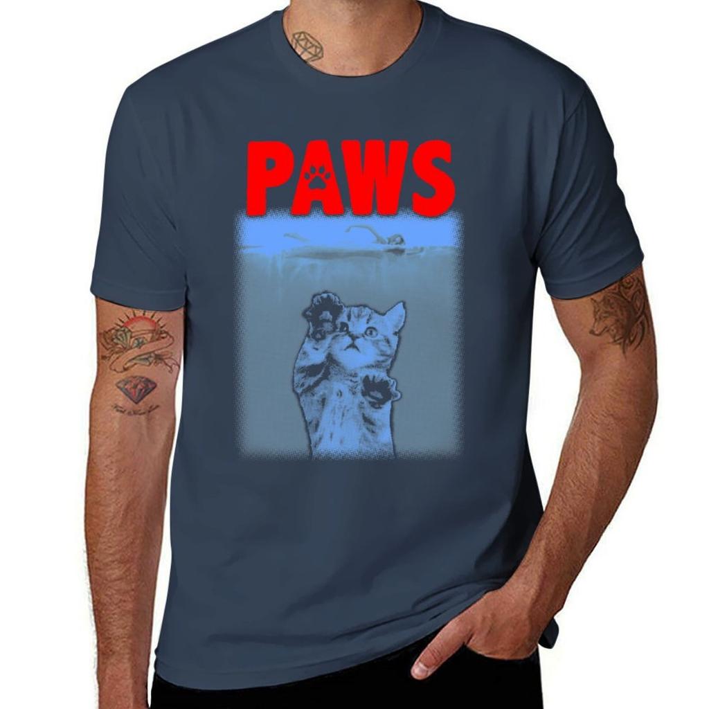 Paws Kitten Jaws Parody Tshirt Summer Casual Loose Tshirt