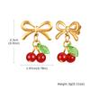 Cherry Zirconia Dangle Earrings for Women, Gold Plated Fruit Shape Pendant Jewelry, Sweet Personal Ear Buckle for Girls