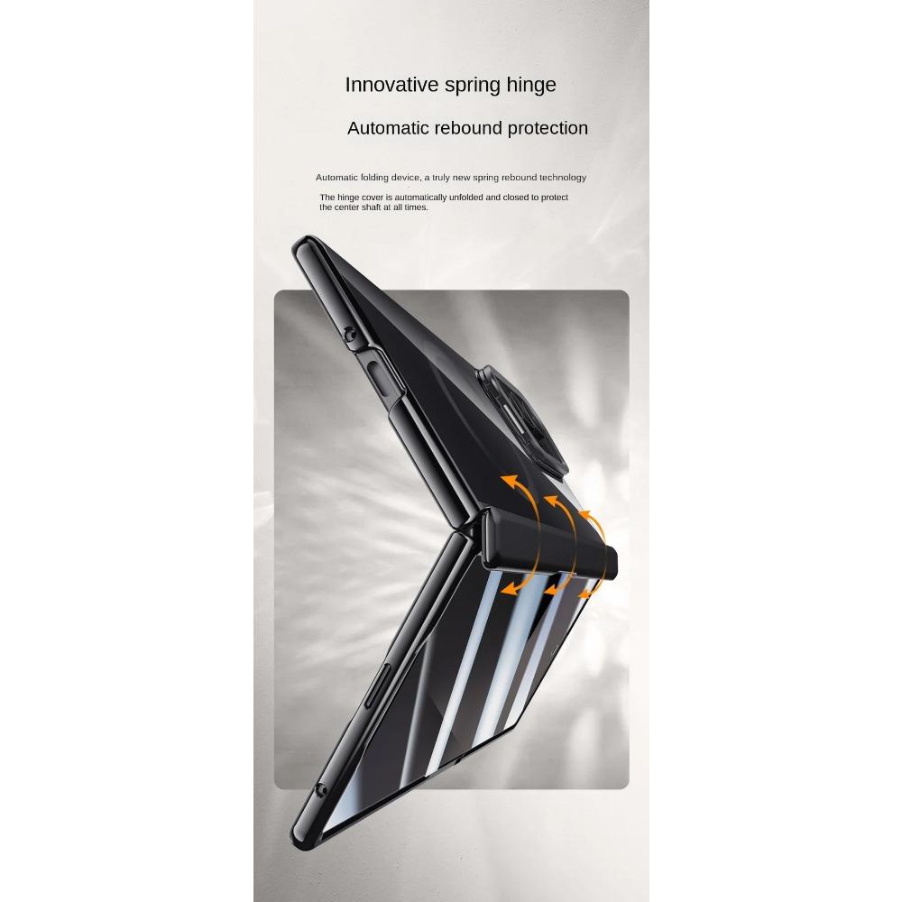 Transparent Privacy Screen Tempered Glass Protector Phone Case for Samsung Galaxy Z Fold7 All-inclusive Spring Hing Holder Cover