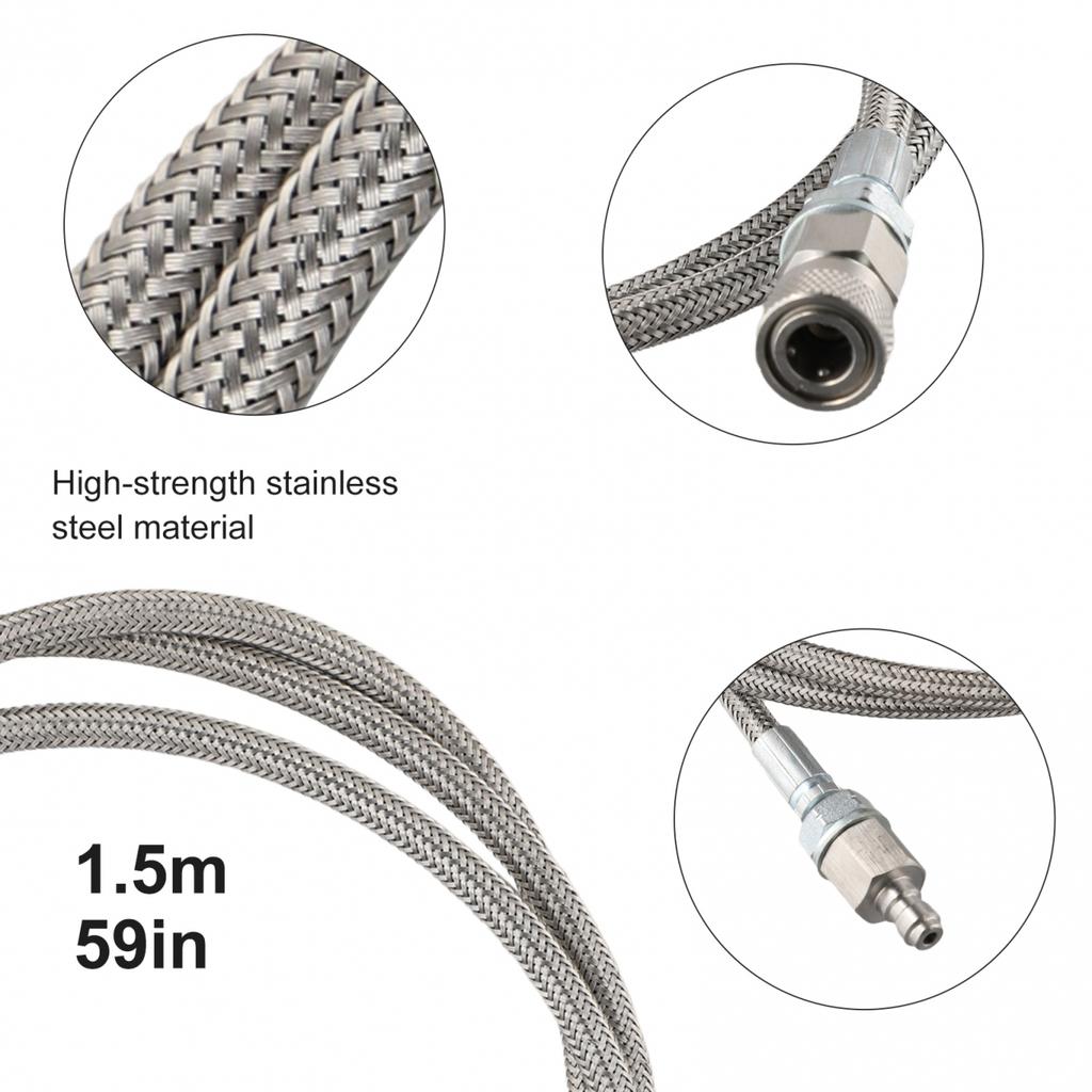 Quick Disconnect Inflation Hose 4500 PSI 60\" Stainless Steel