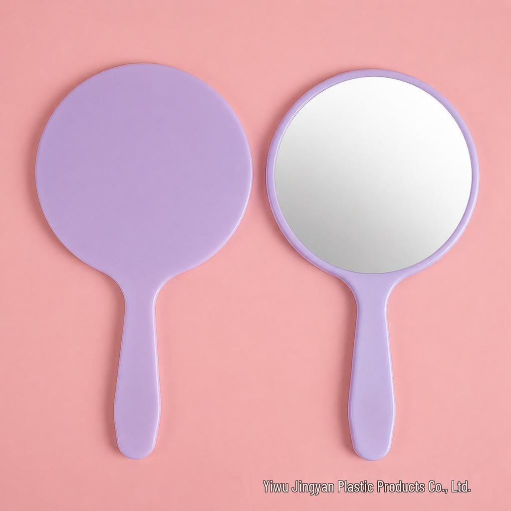 Portable High Definition Round Handheld Makeup Mirror with Handle for Vanity and Beauty Applications