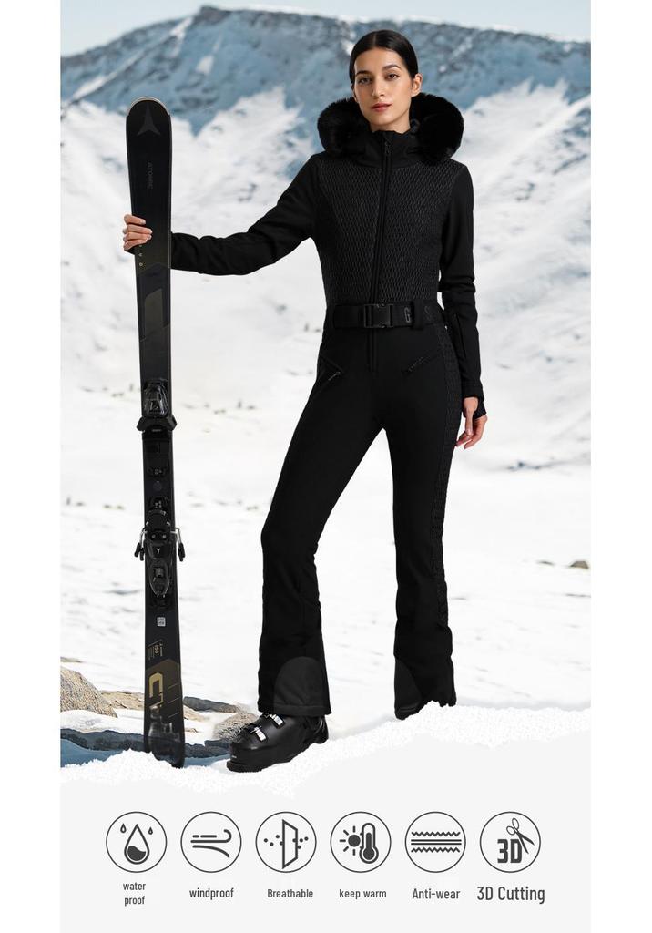 Women's High-End Winter Ski Suit: Windproof, Waterproof, Warm, One-Piece for Double-Board Skiing
