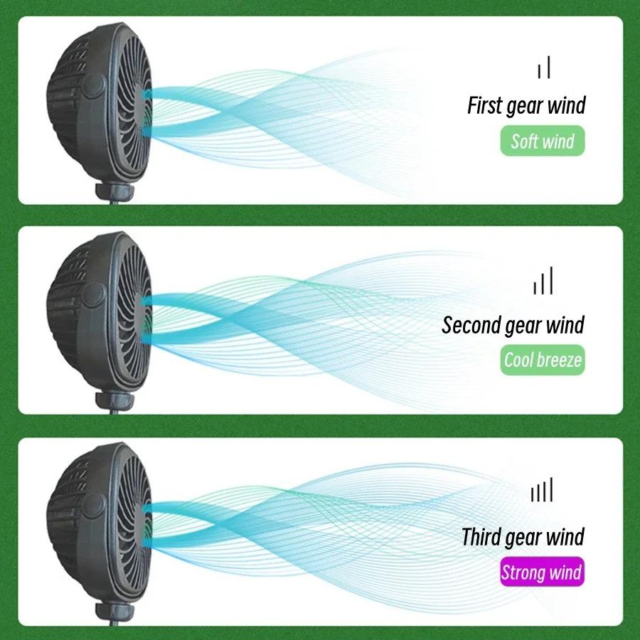 USB Rechargeable Deformable Long Bracket Electric Clip Fan 3 Speed Portable Baby Stroller Air Cooler Fan Table Ventilator