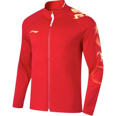 Li Ning Bordtennis Serie Zip-Up Ståkrage Langermet Hettegenser Herre hettegensere Kirsebærblomst-Rød AYYU013-2