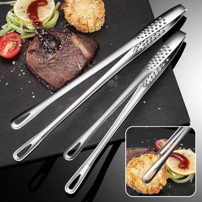 מלקחיים לגריל נירוסטה קליפס מזון BBQ סטייק קליפס לחם טונג כלי בישול מסיבה אביזרים למטבח מונע החלקה