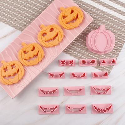 13 Adet/takım Cadılar Bayramı Kurabiye Kesici Kalıp DIY Balkabağı Bisküvi Fondan Kabartma Damga Pastası İçi Boş Balkabağı Kafası Pişirme Malzemeleri