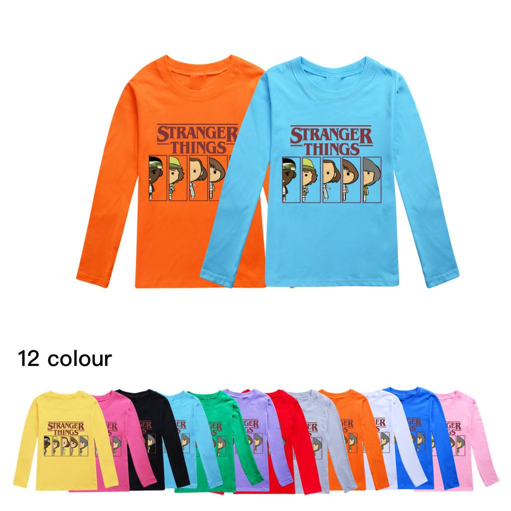 5248 Kids Stranger Print Cotton Long Sleeves T-Shirt