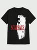 2026 Men's Movie Pattern T-shirt Art Trend Thick Cotton Round-neck T-shirt Red Text Shirt - Men's Summer Cotton Graphic Tee