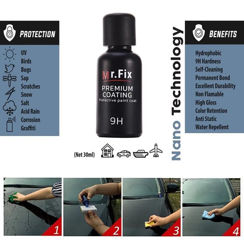 30ml Upgraded 9H Car Ceramic Coat Polish Liquid Crystal Set High Density Car Super Hydrophobic Glass Coating Tools