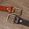 Men's Belt Thickened Real Leather Pin Buckle American Retro Brass Buckle Simple All-Matching Jeans Belt