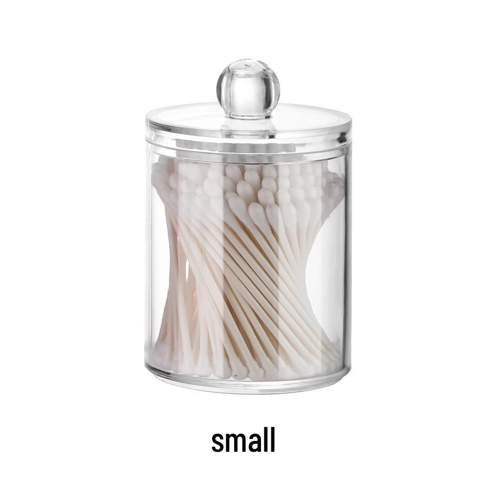 Bamboo Lid Acrylic Cotton Swab & Puff Storage Container