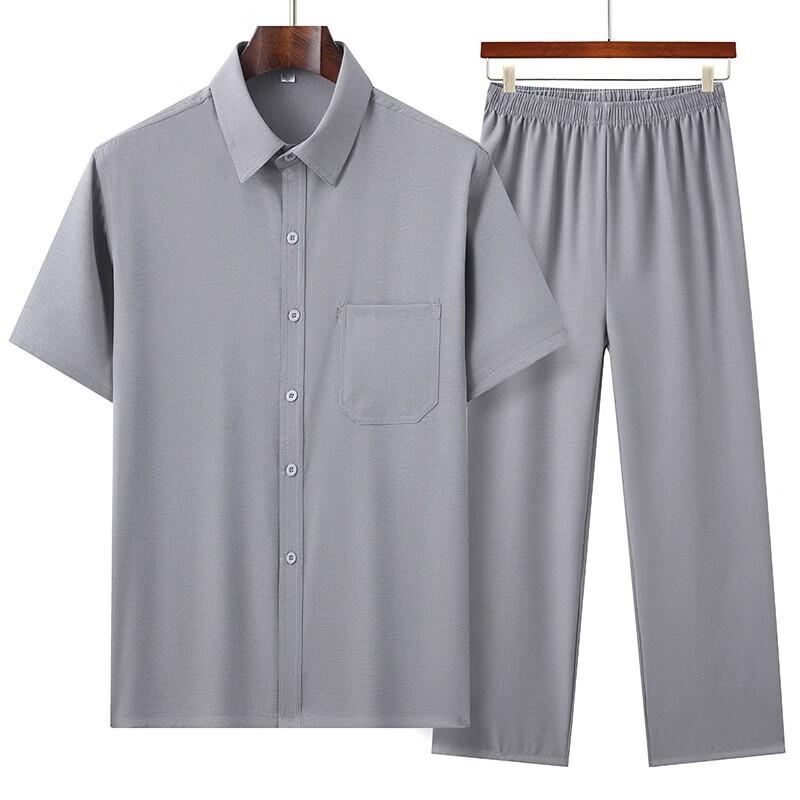 Yalu Men's Casual Summer Short-Sleeve Shirt Set
