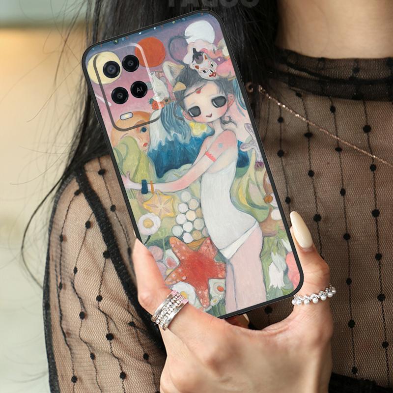 Cartoon Aesthetic Aya Takano Case For Oppo A80 A60 A40 A17 A57 A77 A74 A54 A94 A78 A98 A18 A38 A58 A96 A76 A16 A15 A5 Pro
