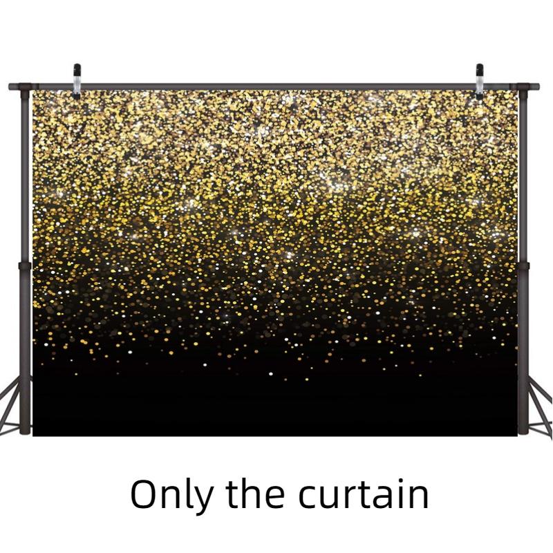 Vintage Abstract Party Photography Backdrop Cloth For Festive Decoration Black Gold Background With Glittering Highlights Characters)