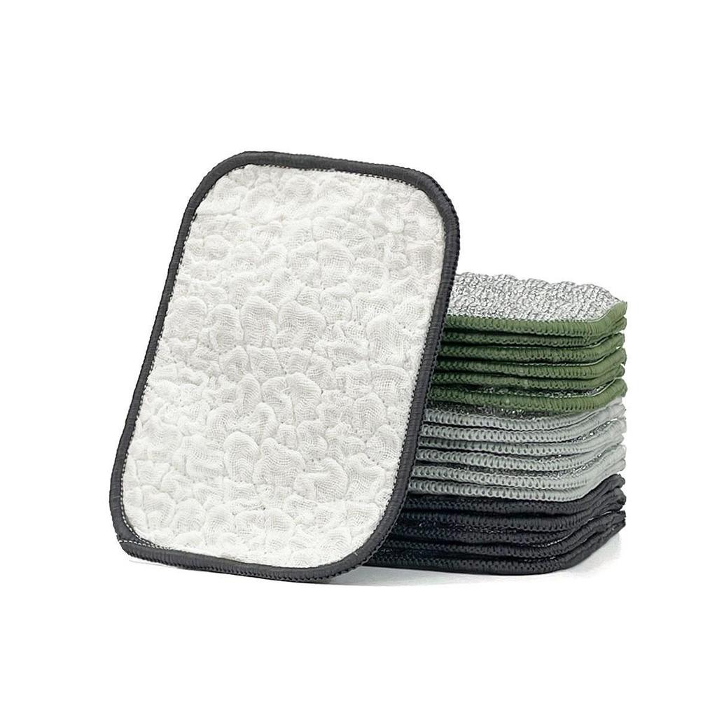Bamboo Fiber Sponge & Dish Scrubber – Durable, Non-Shedding, Oil-Resistant, Multi-purpose Kitchen Cloth & Brush.
