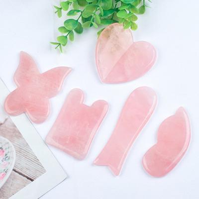 Natural Rose Quartz Jade Gua Sha Board Acupuncture Massage Facial Gouache Pink Quartz Massage Face LiftingStone Guasha Scraping