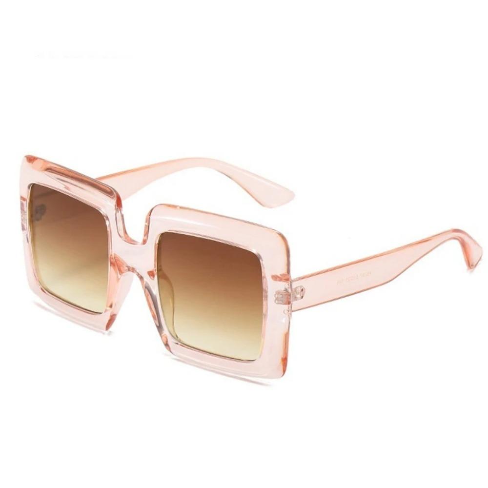 Vintage Oversized Square Gradient Sunglasses For Women New Luxury Brand Leopard Brown Uv400 Sun Glasses Men Chic Shades Pink