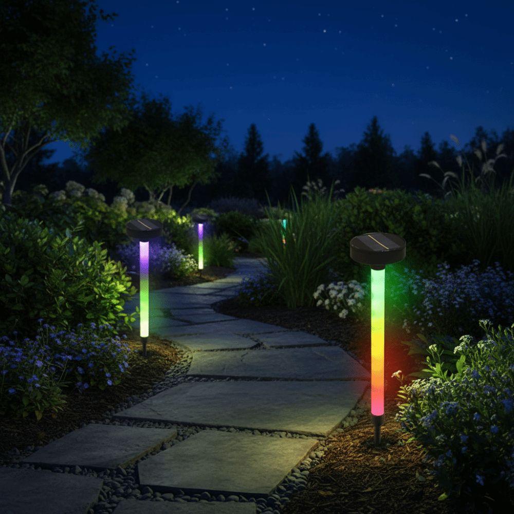 Waterproof Design Solar Pathway Lights 10LED Lighting 1200mAh Battery Outdoor Garden Lamp RGB LED Solar Powered Path Lights