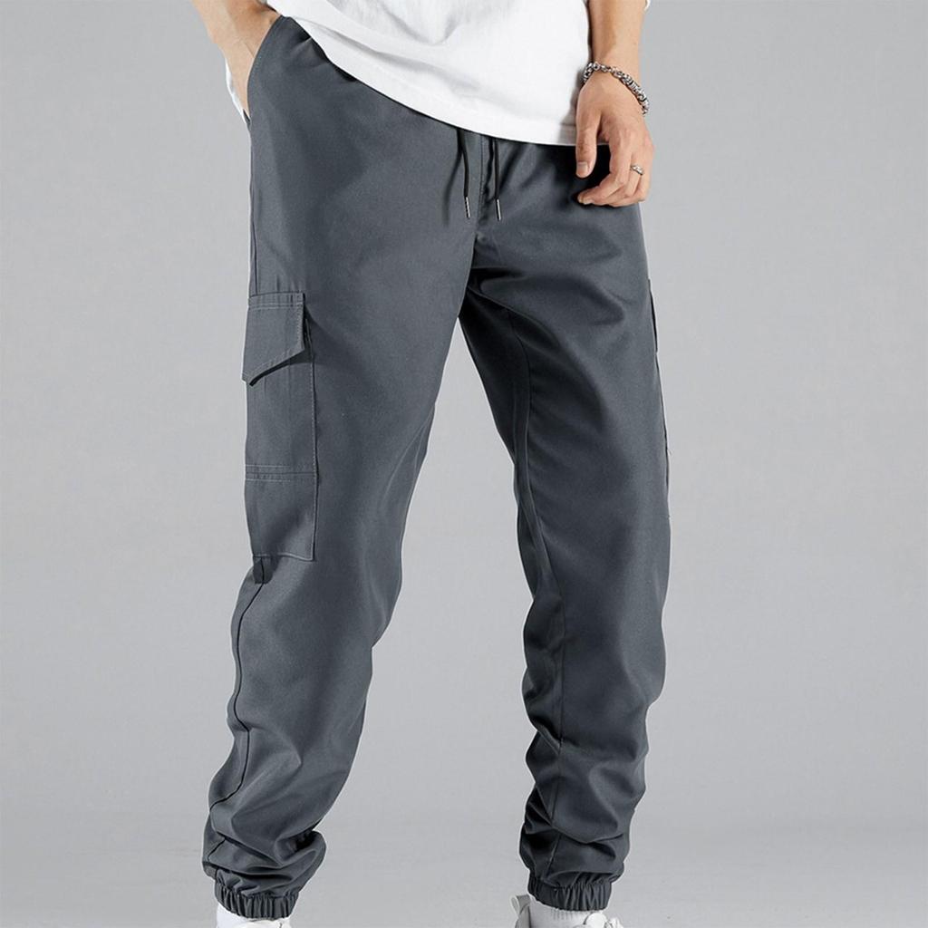 Men's Solid Color Multi-Pocket Cargo Pants Men's Casual Sports Versatile Trousers