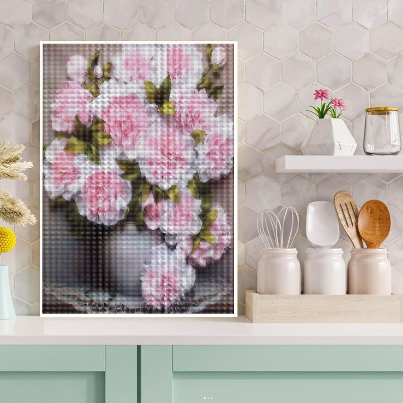 Diamant-Malerei, rosa Blume, vollflächige Diamant-Stickerei, Rose, dekoratives Kreuzstich-Set, Heimdekoration