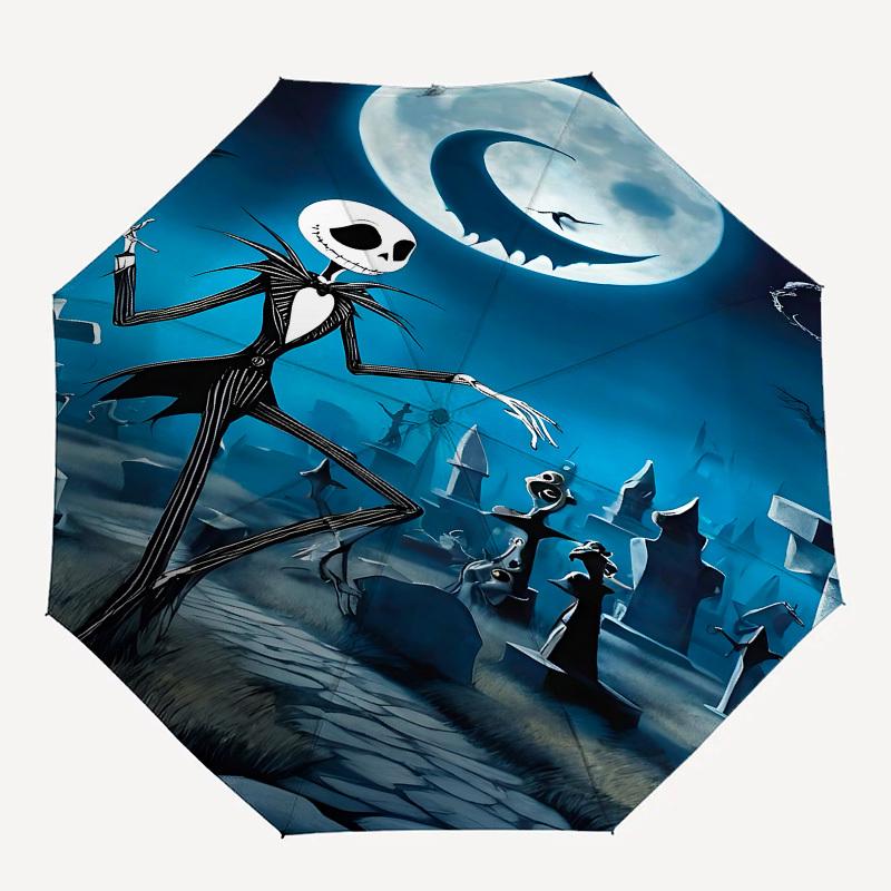 Jack Skellington Themed Automatic Opening and Closing Umbrella, Brightly Colored 8-rib Portable Umbrella, Suitable for Men and Women, A Perf