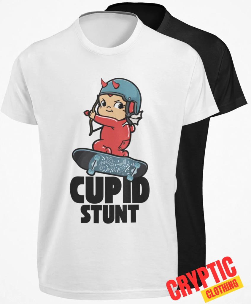 Cupid Stunt T-SHIRT Funny Offensive Rude Skateboard Skateboarding Skater Trick