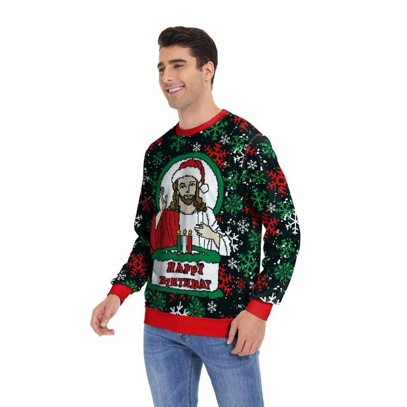 Christmas Crewneck Sweatshirt Fashion Snowflake Print Couple Pullover