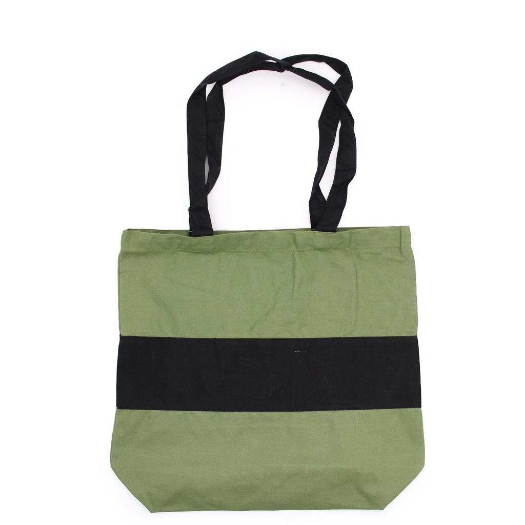 Cotton Tote Bag Two-Tone Green Black 10oz 38x42x12cm