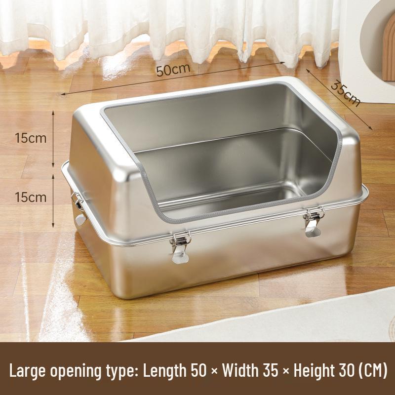 Stainless Steel Anti-Splash Cat Litter Box - High and Thickened Design