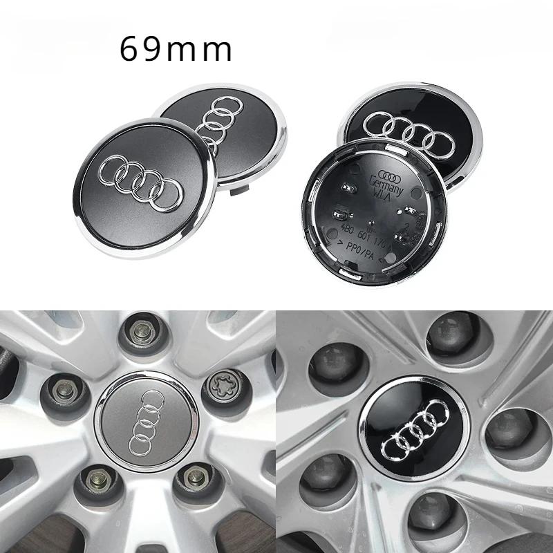 4pcs 69mm Car Styling Wheel Center Cap Hub Covers Badge For Audi A3 A4 A5 A6 A7 A8 S4 S6 A4L A6L Auto Exterior Accessories