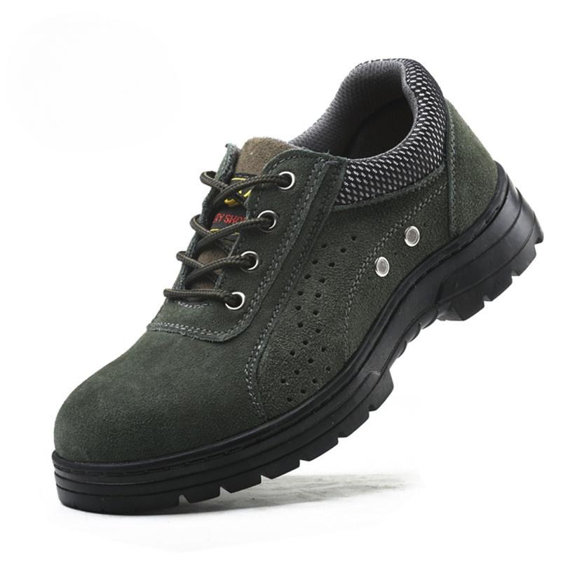 Safety Shoes Steel Bag Head Anti-smashing and Anti-puncture Anti-velvet Labor Insurance Shoes Anti-velvet Cowhide Work Shoes
