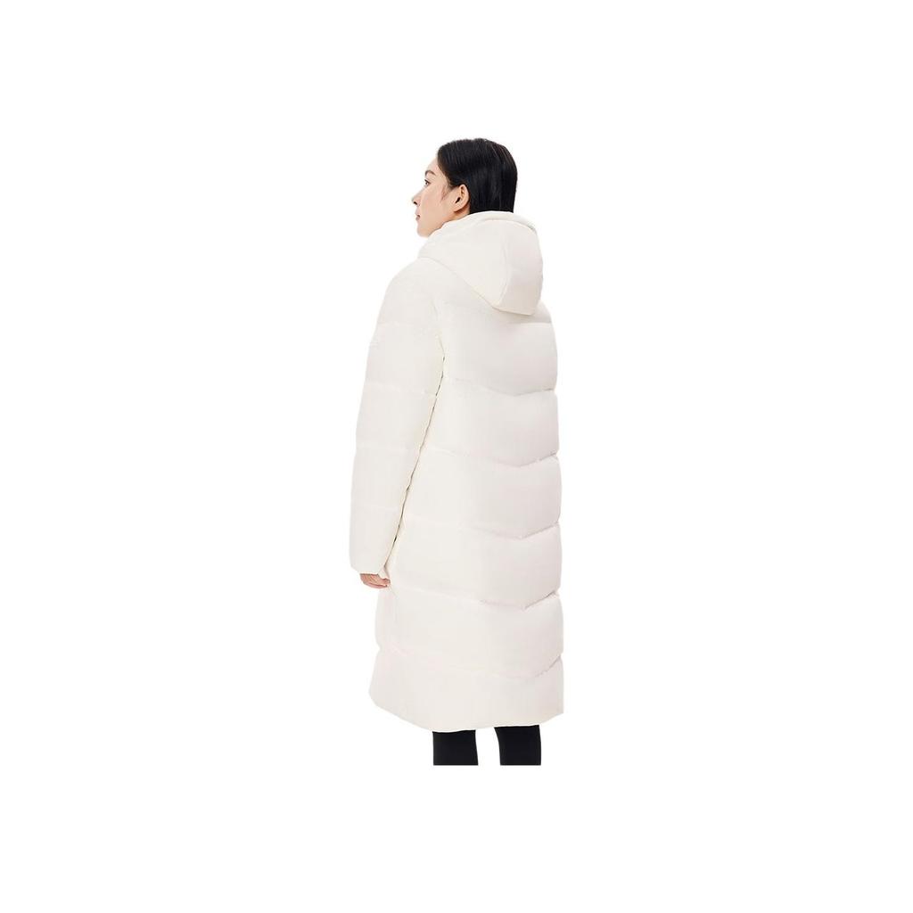 Anta Comprehensive Training Series Solid Color Zipper Hooded Mid-Length Down Jacket Women Outerwear Paper-White 162417903-1