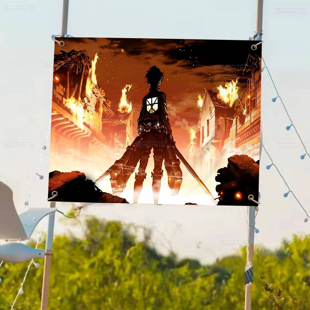 AAttack On Titan Anime Small Size Cheerleading Banner Hand Pulled Flag Outdoor Atmosphere Flags