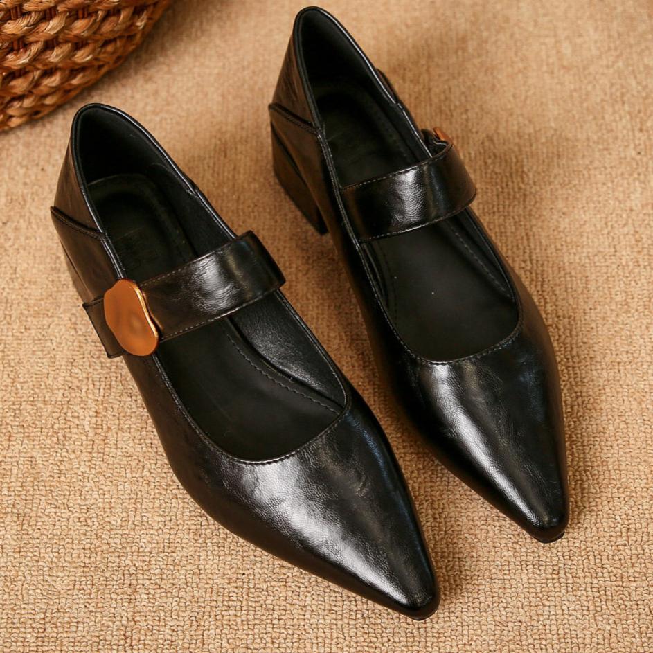 

Женские туфли-лодочки с плоским острым носком, женские осенние дизайнерские элегантные повседневные туфли, обувь нового тренда 2024 года для женщин 35 чёрный