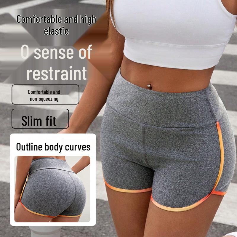 Gray Butt-Lifting High-Waisted Yoga Shorts for Women L