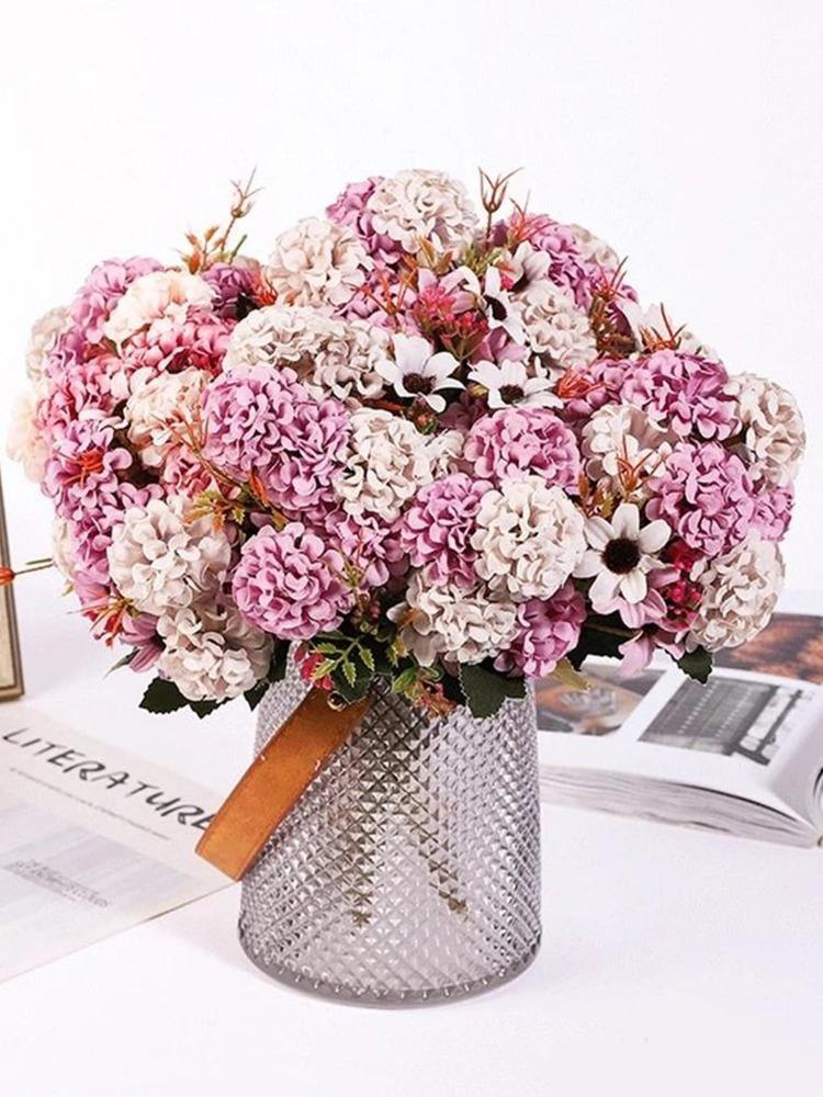 3 svazky hedvábná hortenzie umělá květina kytice falešná květina pro domácí kutily dekorace na svatbu