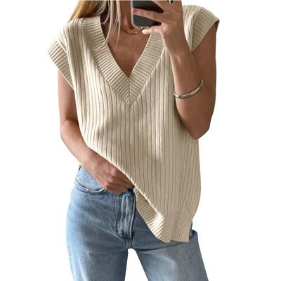 Women's Summer New V-neck Sleeveless Casual Loose Pullover Sweater Vest