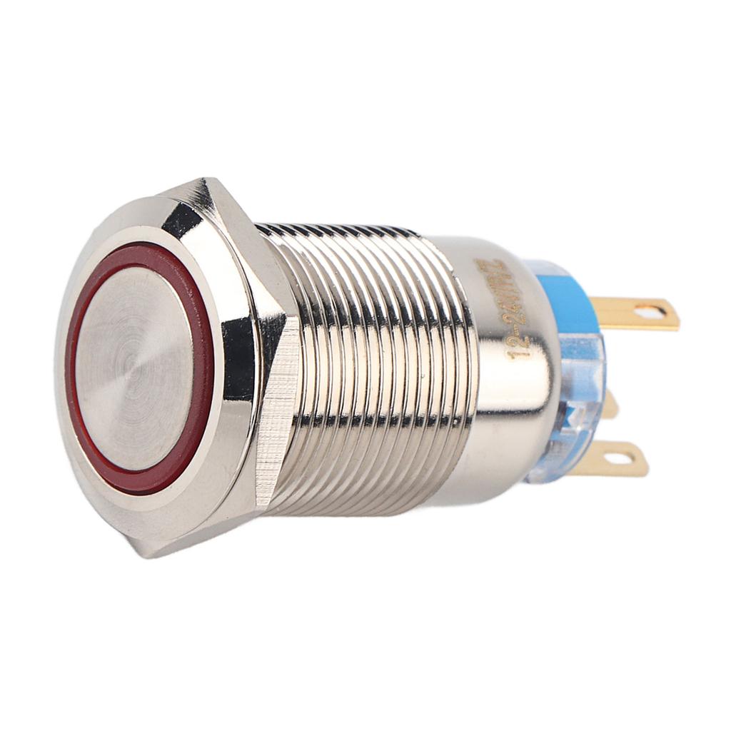 19mm 12-24V Waterproof Stainless Selflocking  ing Push Button   Red LED