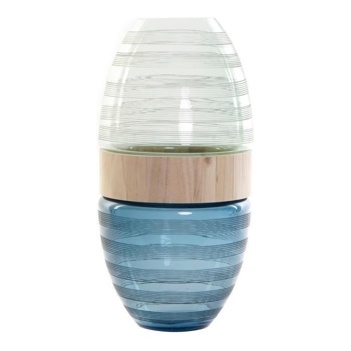 Vase - DKD Home Decor - Moderne - Bleu Menthe - Bois - Verre - 21x21x43 Cm