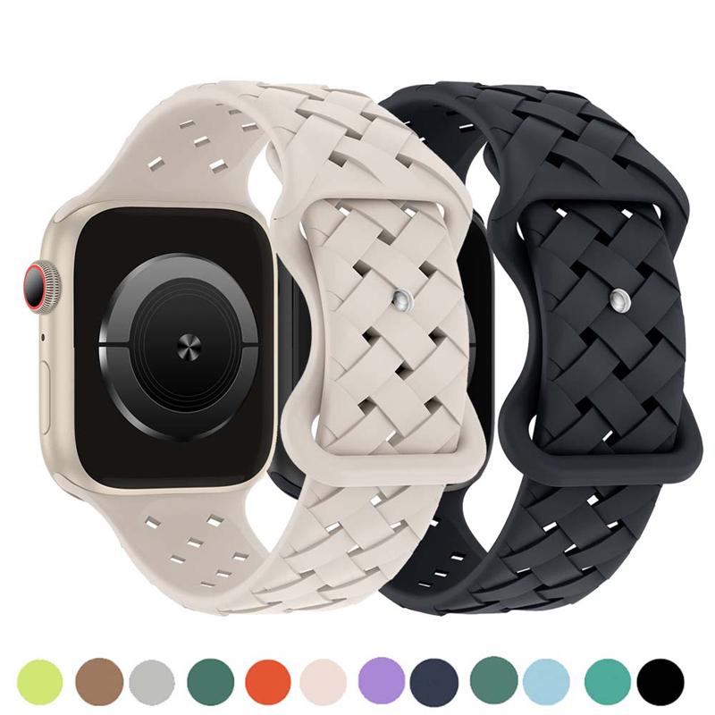 

Спортивный плетеный силиконовый ремешок для Apple Watch Band 49 мм, 45 мм, 44 мм, 40 мм, 41 мм, 38 мм, дышащий браслет iWatch Series Ultra 8 7 6 Se