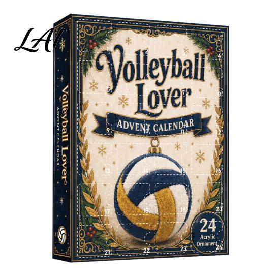 Volleyball-Enthusiast Sammler-Liebhaber Adventskalender 2026 2D Acryl Sport-Thema Schmuckset 24 Rucksack-Anhänger für Jugendliche Tage Weihnachten