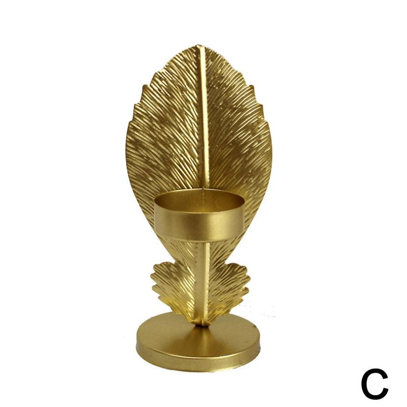 Black Wrought Iron Candle Holder Golden Base Living Desktop Decoration Christmas Leaf Room Crafts Simple 2024 Gold